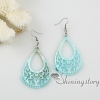 teardrop oval openwork mother of pearl dangle earrings for women red green blue whilte design B