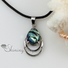 teardrop patchwork openwork sea water rainbow abalone shell mother of pearl pendants leather necklaces design A