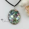 teardrop patchwork sea water rainbow abalone shell mother of pearl pendants leather necklaces jewelry design A