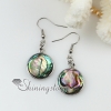 teardrop rhombus round oval olive heart oblong patchwork seawater rainbow abalone shell mother of pearl dangle earrings design C