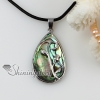 teardrop sea water rainbow abalone shell mother of pearl pendants leather necklaces jewelry design A