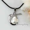 teardrop sea water shell mother of pearl and crystsl rhinestone pendants leather necklaces silver filled brass design A