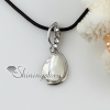 teardrop sea water shell mother of pearl and crystsl rhinestone pendants leather necklaces silver filled brass design B