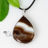 teardrop semi precious stone agate pendants leather necklaces design B