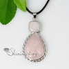 teardrop semi precious stone glass opal amethyst tiger's-eye rose quartz necklaces pendants design E
