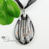 teardrop silver foil with lines murano glass necklaces pendants design B