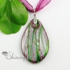 teardrop silver foil with lines murano glass necklaces pendants design D