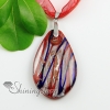 teardrop silver foil with lines murano glass necklaces pendants design A