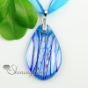 teardrop silver foil with lines murano glass necklaces pendants design E
