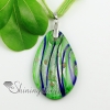 teardrop silver foil with lines murano glass necklaces pendants design F