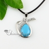 teardrop swanagate jasper turquoise tigereye glass opal semi precious stone rhinestone necklaces pendants design B