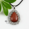 teardrop tigereye rose quartz amethyst glass opal jade agate semi precious stone rhinestone necklaces pendants design A