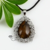 teardrop tigereye rose quartz amethyst glass opal jade agate semi precious stone rhinestone necklaces pendants design F