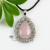 teardrop tigereye rose quartz amethyst glass opal jade agate semi precious stone rhinestone necklaces pendants design G