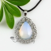 teardrop tigereye rose quartz amethyst glass opal jade agate semi precious stone rhinestone necklaces pendants design H