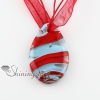 teardrop with lines lampwork glass necklaces pendants red