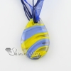 teardrop with lines lampwork glass necklaces pendants blue