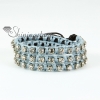 three layer rhinestone bead cotton cord leather warp bracelets design A