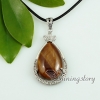 tiger's-eye amethyst agate glass opal semi precious stone necklaces with pendants leaf teardrop design A