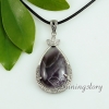 tiger's-eye amethyst agate glass opal semi precious stone necklaces with pendants leaf teardrop design B