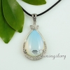 tiger's-eye amethyst agate glass opal semi precious stone necklaces with pendants leaf teardrop design C
