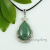 tiger's-eye amethyst agate glass opal semi precious stone necklaces with pendants leaf teardrop design E