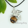 tiger's-eye amethyst glass opal jade semi precious stone necklaces with pendants openwork wings round horse design D