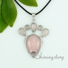 tiger's-eye amethyst glass opal rose quartz jade semi precious stone necklaces with pendants teardrop round design A