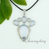 tiger's-eye amethyst glass opal rose quartz jade semi precious stone necklaces with pendants teardrop round design C