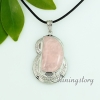 tiger's-eye amethyst glass opal rose quartz semi precious stone necklaces with pendants moon design A