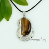 tiger's-eye amethyst glass opal rose quartz semi precious stone necklaces with pendants moon design F