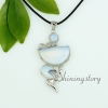 tiger's-eye amethyst glass opal rose quartz semi precious stone necklaces with pendants moon oval round design C