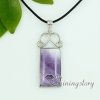 tiger's-eye amethyst glass opal rose quartz semi precious stone necklaces with pendants openwork oblong design A