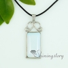 tiger's-eye amethyst glass opal rose quartz semi precious stone necklaces with pendants openwork oblong design C
