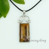 tiger's-eye amethyst glass opal rose quartz semi precious stone necklaces with pendants openwork oblong design F