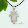tiger's-eye amethyst glass opal rose quartz semi precious stone necklaces with pendants openwork swirled trapezoid heart design C