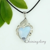 tiger's-eye amethyst rose quartz agate glass opal semi precious stone necklaces with pendants openwork heart design A