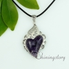 tiger's-eye amethyst rose quartz agate glass opal semi precious stone necklaces with pendants openwork heart design B