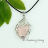 tiger's-eye amethyst rose quartz agate glass opal semi precious stone necklaces with pendants openwork heart design C