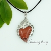tiger's-eye amethyst rose quartz agate glass opal semi precious stone necklaces with pendants openwork heart design D