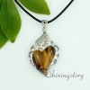 tiger's-eye amethyst rose quartz agate glass opal semi precious stone necklaces with pendants openwork heart design F