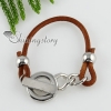 toggle charm genuine leather bracelets unisex brown