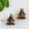 triangle semi precious stone rose quartz amethyst tiger's-eye jade and rhinestone earrings stud ear pins design B