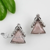 triangle semi precious stone rose quartz amethyst tiger's-eye jade and rhinestone earrings stud ear pins design D