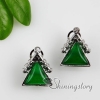 triangle semi precious stone rose quartz amethyst tiger's-eye jade and rhinestone earrings stud ear pins design A