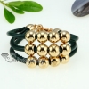 triple layer with glitter ball leather wrap bracelets green