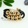 triple layer with glitter ball leather wrap bracelets black