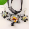 turtle foil venetian murano glass pendants and earrings jewelry black