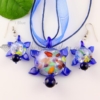 turtle foil venetian murano glass pendants and earrings jewelry blue