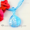 twist foil lampwork murano glass necklaces pendants jewelry light blue